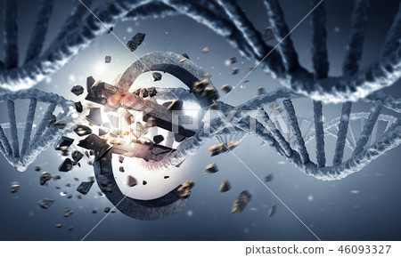 DNA molecule and euro sign DNA molecule and euro sign 46093327