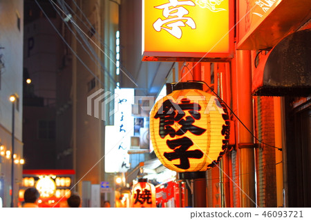 Scenery of alley in entertainment district Nakasu (land lantern, signboard) entertainment district Nakasu in Hakata-ku, Fukuoka City, Fukuoka Prefecture 46093721