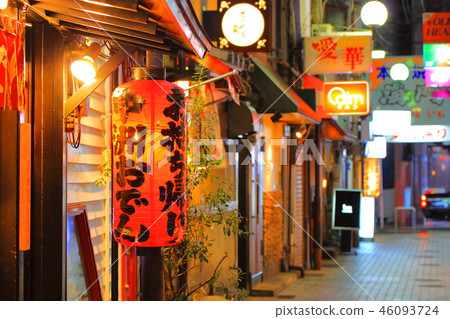 Scenery of alley in entertainment district Nakasu (land lantern, signboard) entertainment district Nakasu in Hakata-ku, Fukuoka City, Fukuoka Prefecture 46093724