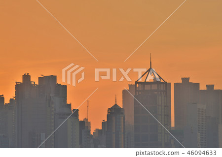 a sunset view of Kennedy Town at winter a sunset view of Kennedy Town at winter 46094633