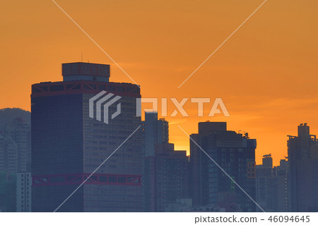 a sunset view of Kennedy Town at winter a sunset view of Kennedy Town at winter 46094645