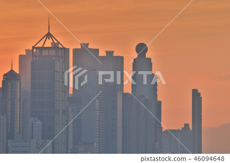 a sunset view of Kennedy Town at winter a sunset view of Kennedy Town at winter 46094648