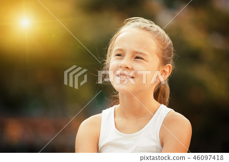 Closeup happy little girl 46097418