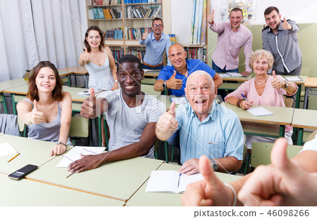 Group different ages satisfied results exam Group different ages satisfied results exam 46098266