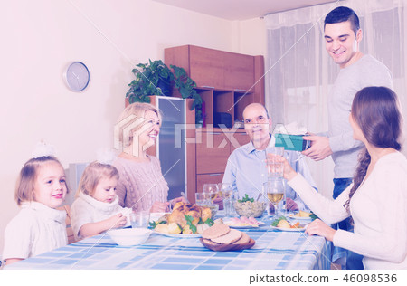 Congratulation heartily family at home 46098536