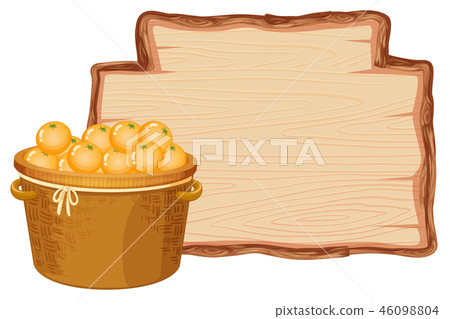 Orange basket on wooden board Orange basket on wooden board 46098804