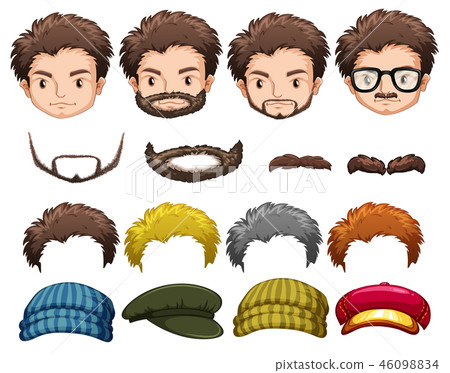 Set of man with facial element Set of man with facial element 46098834