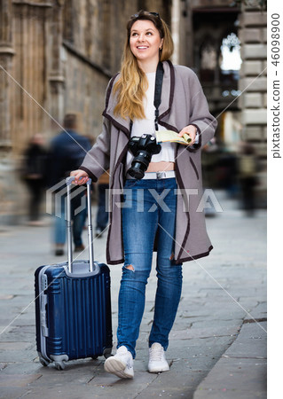 Young girl taking a journey in the city Young girl taking a journey in the city 46098900