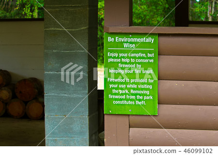 A be environmentally wise about firewood sign 46099102