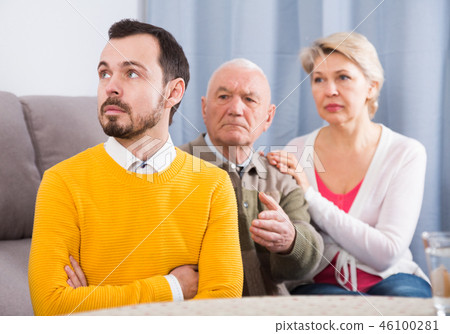 Grandfather teaches grandson Grandfather teaches grandson 46100281