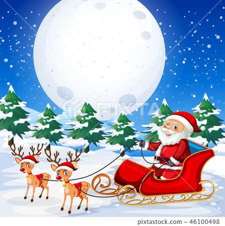Santa riding  sleigh outdoor 46100498