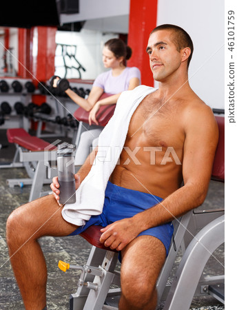 Man with naked body at sports club 46101759
