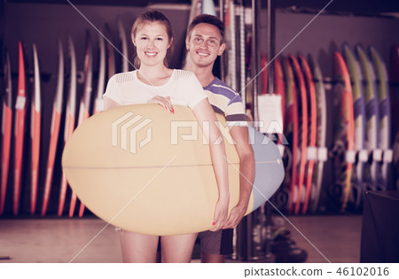 Young couple is showing colorful boards Young couple is showing colorful boards 46102016