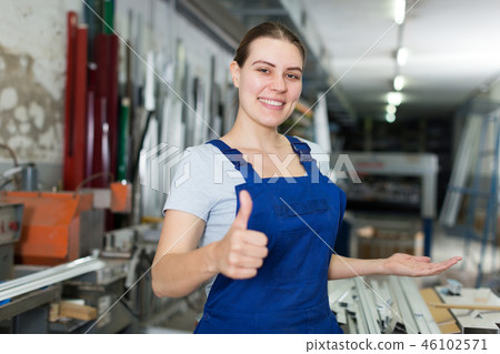 Portrait of woman worker who is standing Portrait of woman worker who is standing 46102571
