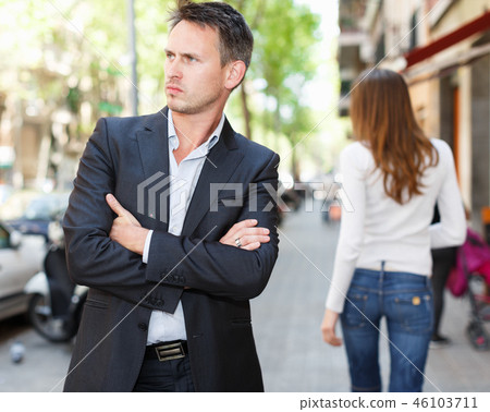 Disappointed man in quarrel with girlfriend 46103711