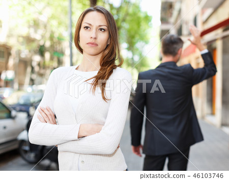 Young brunette in quarrel with boyfriend 46103746