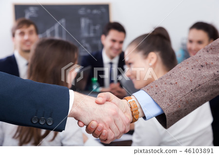 Business handshake at office meeting. 46103891