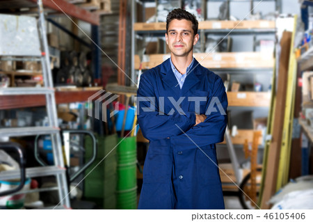 Man in uniform on his workplace Man in uniform on his workplace 46105406
