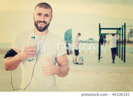 Portrait of man on sportsground Portrait of man on sportsground 46106181