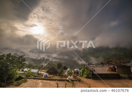 In the morning, Clouds and fog covered densely In the morning, Clouds and fog covered densely 46107676