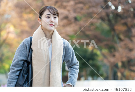 Woman autumn coat ol lifestyle image Woman autumn coat ol lifestyle image 46107833