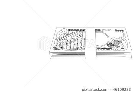 Japanese yen two thousand yen bill bundle back Japanese yen two thousand yen bill bundle back 46109228