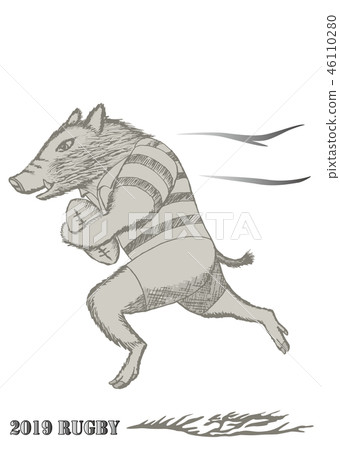 Wild boar rugby 9 (pencil drawing, left direction) 46110280