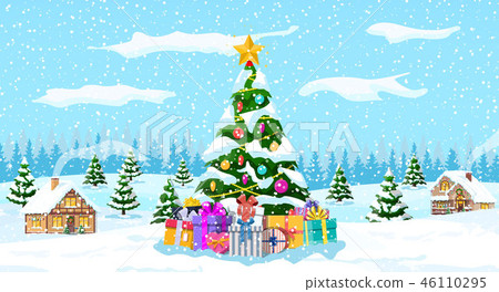 Suburban house covered snow. Suburban house covered snow. 46110295