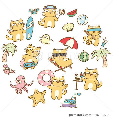 Summer cat illustration Summer cat illustration 46110720