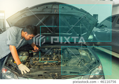 Man asian Car checking inspection take a photo fix 46110756