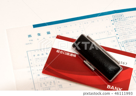 Lifestyle image Birth certificate and passbook Lifestyle image Birth certificate and passbook 46111993