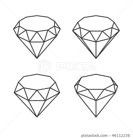 Line Style Diamond Crystal Set on White Background. Vector Line Style Diamond Crystal Set on White Background. Vector 46112238