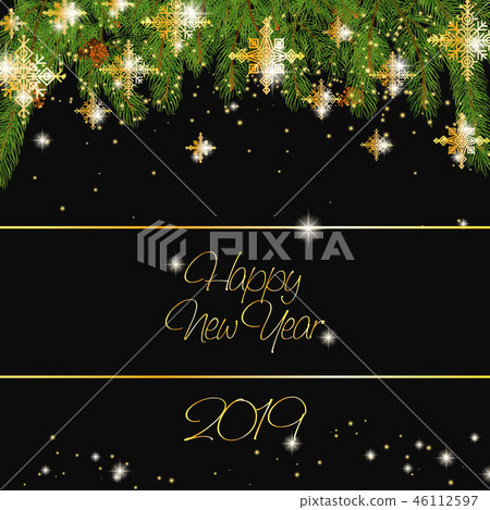 Christmas tree border with holiday decor 46112597