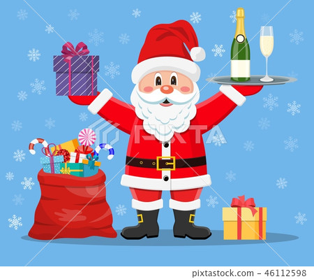 Happy Santa Claus with presents 46112598