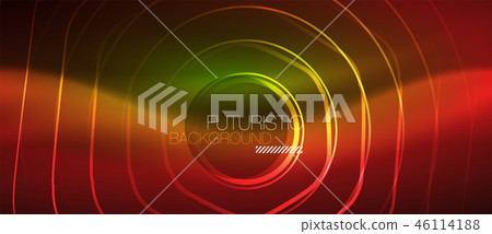 Neon glowing wave, magic energy and light motion background. Vector wallpaper template 46114188