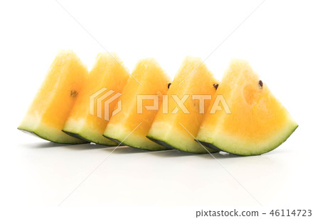 fresh yellow watermelon on white 46114723