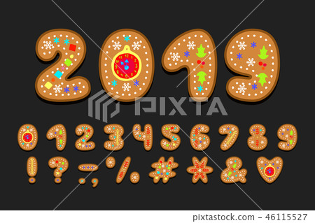 Alphabet cookie design. Numbers and punctuation marks. EPS 10 Alphabet cookie design. Numbers and punctuation marks. EPS 10 46115527