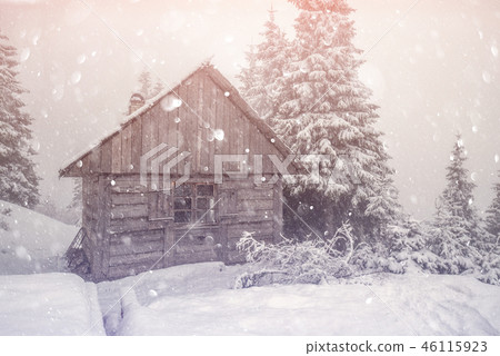 Fantastic landscape with snowy house Fantastic landscape with snowy house 46115923