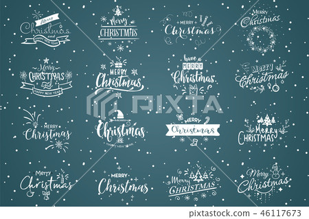 Merry Christmas. Happy New Year set 2019. Typography vector logo, emblems, text design. Usable for 46117673