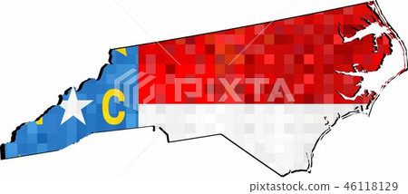 Grunge North Carolina map with flag inside - Stock Illustration