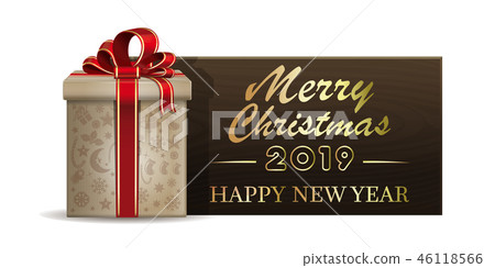 Vector wooden Christmas banner for New Year 2019 Vector wooden Christmas banner for New Year 2019 46118566