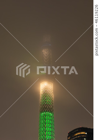 Tokyo Sky Tree in the misty night 46119226