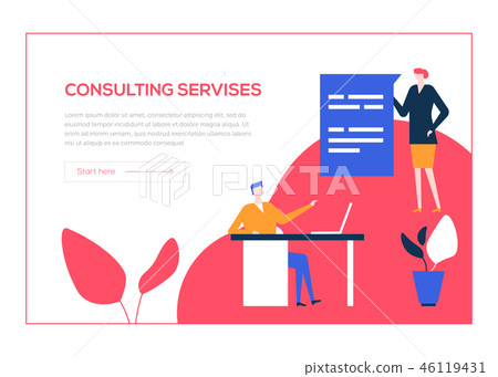 Consulting services - flat design style colorful web banner Consulting services - flat design style colorful web banner 46119431