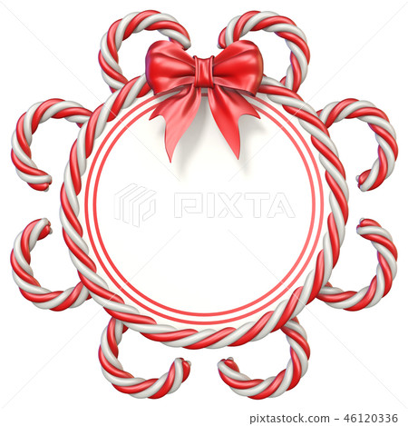 Candy cane frame with ribbon bow 3D 46120336