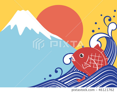 Background of azure, waves and the Mount Fuji 46121762