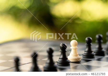 chessboard with a chess piece on the back  46121793