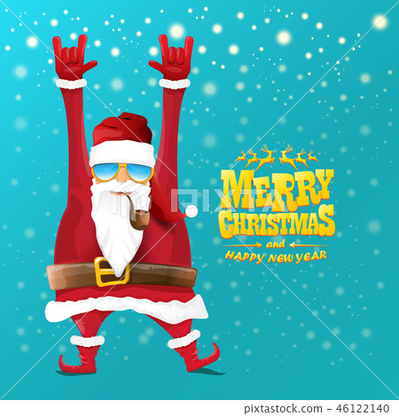 vector rock n roll santa claus with smoking pipe, santa beard and funky santa hat. Christmas hipster vector rock n roll santa claus with smoking pipe, santa beard and funky santa hat. Christmas hipster 46122140