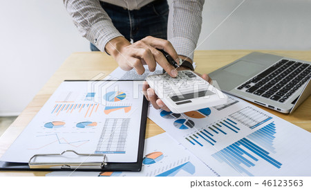 Businessman accountant working audit and calculating expense fin 46123563