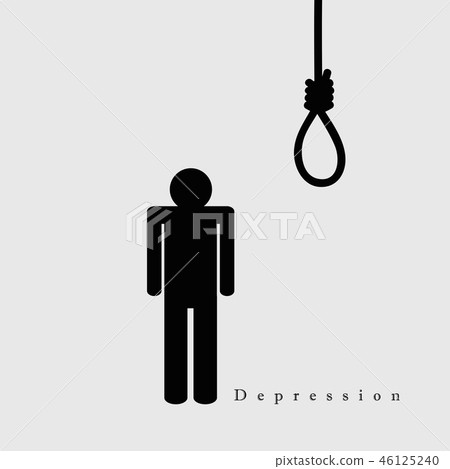 Man On A Chair Before Suicide With A Hanging Rope Vector SVG Icon