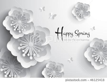 Happy Spring. Vector Paper Graphic of Blossom. 46125418